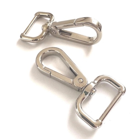 2x Karabinerhaken 25 mm silber flach rechteckige Öse 20mm
