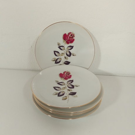 Schumann Arzberg Kuchenteller Rose Goldrand Vintage 19 cm