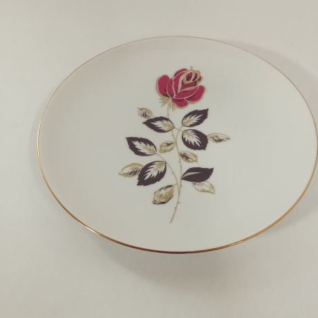 Schumann Arzberg Kuchenteller Rose Goldrand Vintage 19 cm