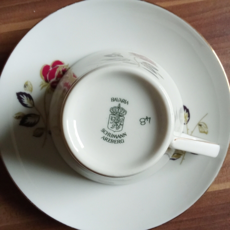 Schumann Arzberg Bavaria Kaffeetasse Untertasse Rose Vintage