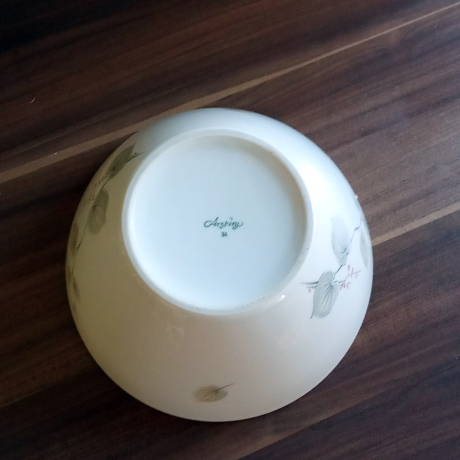 Arzberg Porzellan Schale Form 34 Blattdekor Goldrand Vintage
