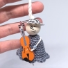 Herzensfigur - Musikfigur mit Cello – handgemachtes Unikat grau