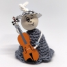Herzensfigur - Musikfigur mit Cello – handgemachtes Unikat grau