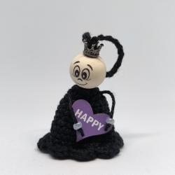 Dekofigur schwarz mit Herz „HAPPY“ – Unikat