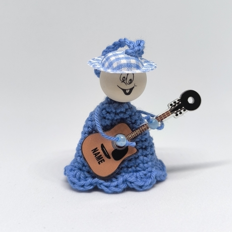 Musik Dekofigur mit Gitarre – Unikat hellblau