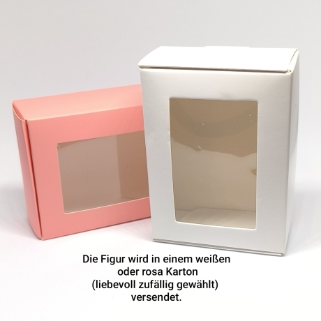Weiße Herzensfigur mit Krone & rosa Rose, dekoratives Einzelstück