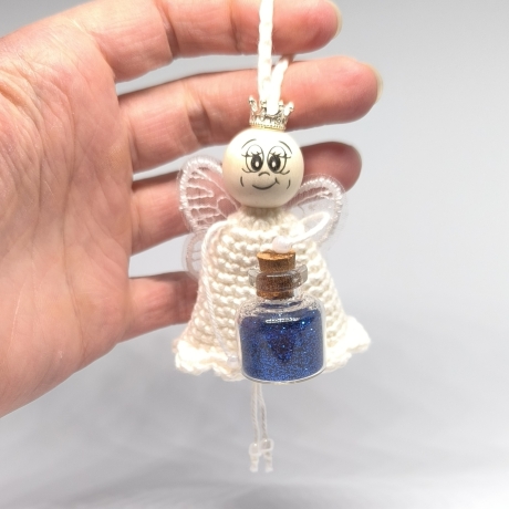 Herzensfigur Pech weg – Blauer Glitzer | Glücksbringer Klarheit