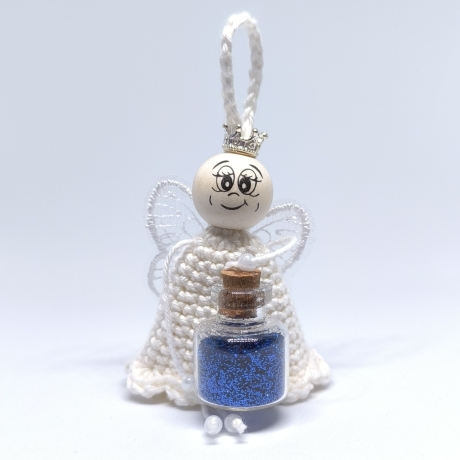 Herzensfigur Pech weg – Blauer Glitzer | Glücksbringer Klarheit