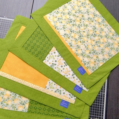 Platzgedecke 4er Set Patchwork „Lemon & Green