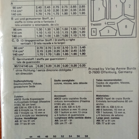 burda 4875 Herrenhemden Kurzarm Langarm Gr. 37–44