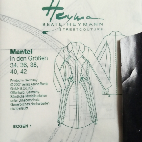 burda Beate Heymann Designer-Mantel Schnittmuster Gr. 34-42