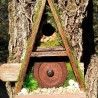 A-Frame Hobbit Nistkasten braune Tür - Mooshaus 32mm Unikat