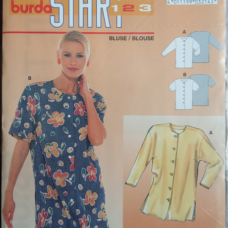 Burda 3214 Damenbluse Gr. 36–54 Langarm Kurzarm Vintage