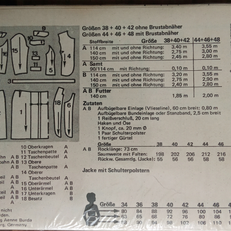 Burda 9147 Vintage Kostüm Blazer & Faltenrock Gr. 44–48