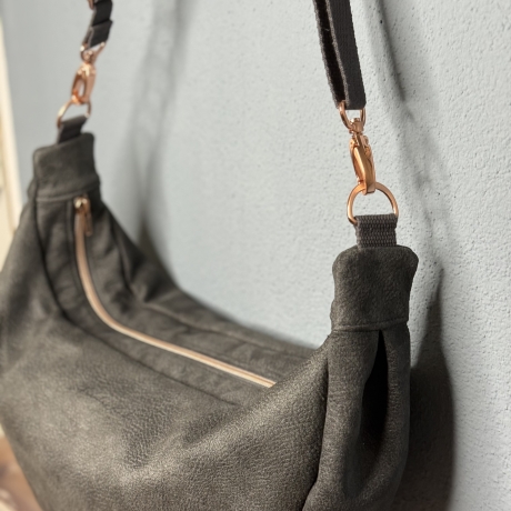 LuniBag grau/rosé Veluors  Kunstleder 