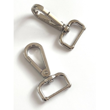 2x Karabinerhaken 25 mm silber flach rechteckige Öse 20mm