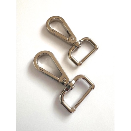 2x Karabinerhaken 25 mm silber flach rechteckige Öse 20mm