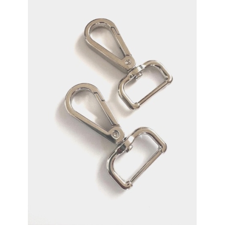 2x Karabinerhaken 25 mm silber flach rechteckige Öse 20mm