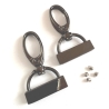 2x Karabinerhaken mit Endstück 25 mm schwarz-silber 