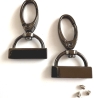 2x Karabinerhaken mit Endstück 25 mm schwarz-silber 