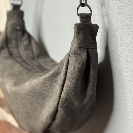 LuniBag grau/gunmetal Veluors  Kunstleder 