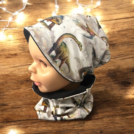 Beanie und Loop Set Dinos I Mütze Schal Junge Dinosaurier Set