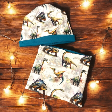Beanie und Loop Set Dinos I Mütze Schal Junge Dinosaurier Set