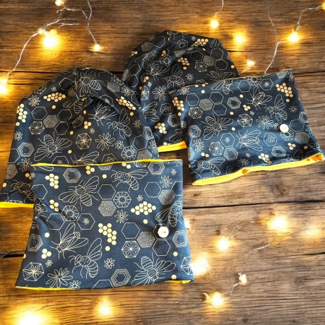 Mütze und Loop Set Kinder Bienen Herbst I Mütze Jersey und Schal