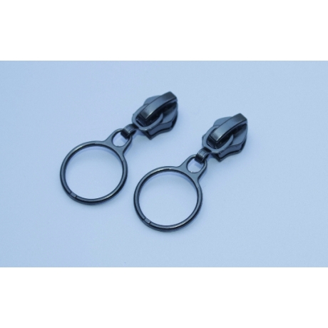 Zipper mit Ring schwarz-silber ab 4 Stück für 5 mm Spirale