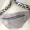 Handmade Bauchtasche Crossbodybag Cord rosa Leo Reißverschluss 