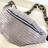 Handmade Bauchtasche Crossbodybag Cord rosa Leo Reißverschluss 