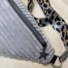 Handmade Bauchtasche Crossbodybag Cord grau Leo Reißverschluss 