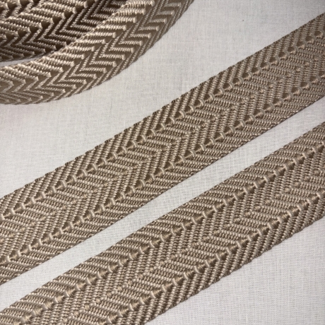 Gurtband Fischgrät beige & natur doppelt Zickzack 38 / 40 mm