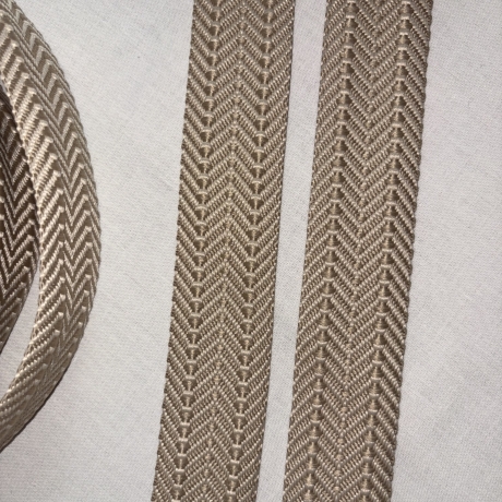 Gurtband Fischgrät beige & natur doppelt Zickzack 38 / 40 mm