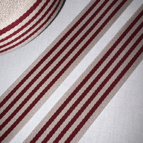 edles Gurtband Streifen 40 mm bordeaux & natur 