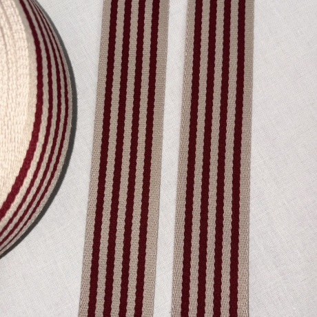edles Gurtband Streifen 40 mm bordeaux & natur 