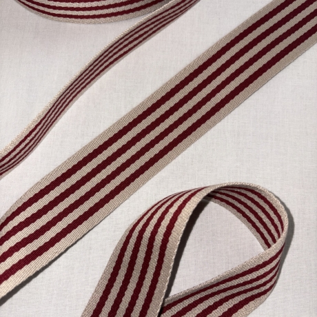 edles Gurtband Streifen 40 mm bordeaux & natur 