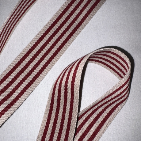edles Gurtband Streifen 40 mm bordeaux & natur 