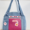 Handmade Handtasche Damen pink Jeans romantisch Kunstleder kaufen