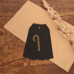 3 Geschenk-Anhänger • Zuckerstange • schwarz gold Winter