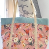  Strandtasche XXL  Damen Sommer Blumen apricot Mesh mint Damen 