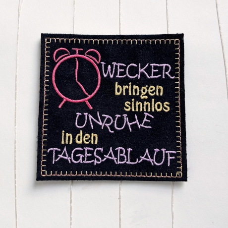 4x Stickdatei Wecker Mugrug Untersetzer und Solo ab 10x10cm