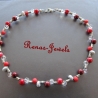 Perlen Kette kurz rot Perlenkette zweireihig
