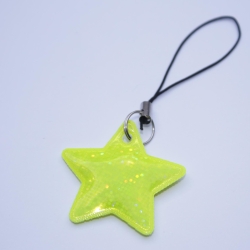 Anhänger Stern Reflektor neon gelb reflektierend neongelb 