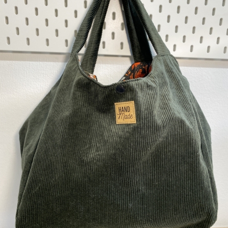 Damen Cordtasche  Shopper  Projekttasche Cord grünhandmade 