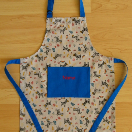 Kinderschürze - Zebras - auf Wunsch personalisiert