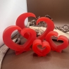 Moderne Deko Herzen aus Epoxidharz Handmade Rot 4er Set 