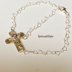 Feines Silberarmband Kreuz