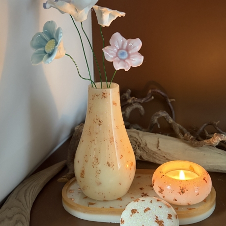 Handgefertigtes Epoxidharz-Deko-Set mit Tablett 