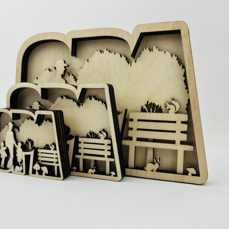 Oma-/Opa-Schriftzug in 3D-Optik aus Holz gelasert